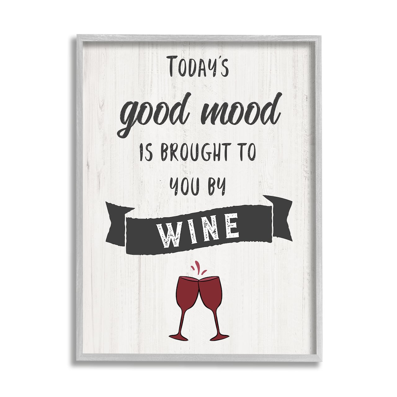 Stupell Industries Good Mood By Wine Funny Phrase Alcohol Humor Framed Wall Art
